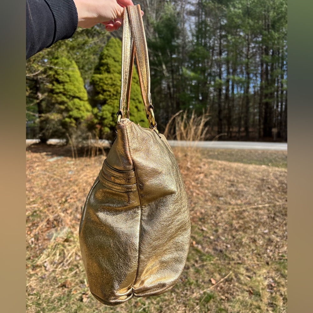 COACH Poppy Metallic Gold Shoulder Bag - Picture 10 of 17